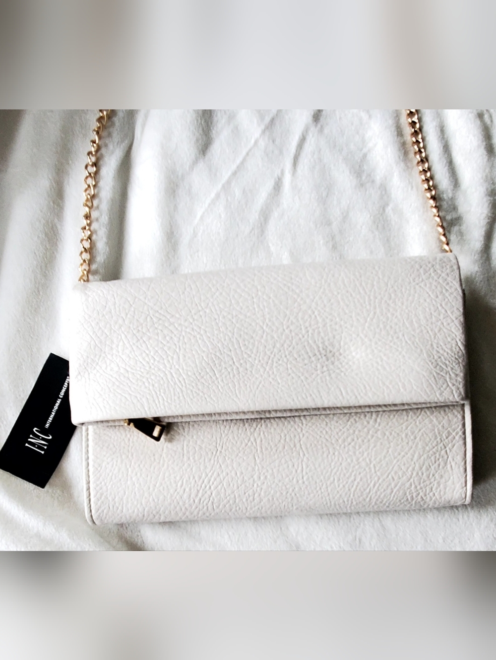INC International Concepts Cream Crossbody with Gold Chain
